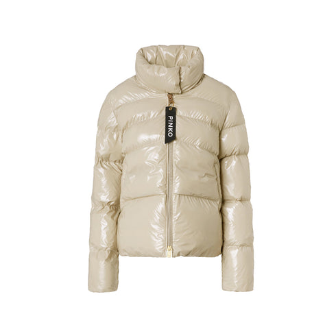 PINKO Piumino corto Piumini Donna Caban Crystal in nylon Beige - Francavilla Moda